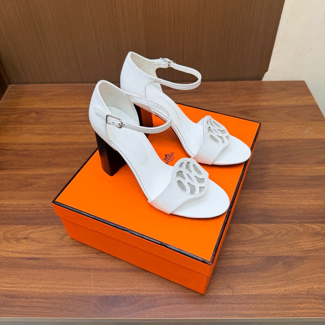 HM 26S MARQUISE SANDAL 85MM IN WHITE CALFSKIN