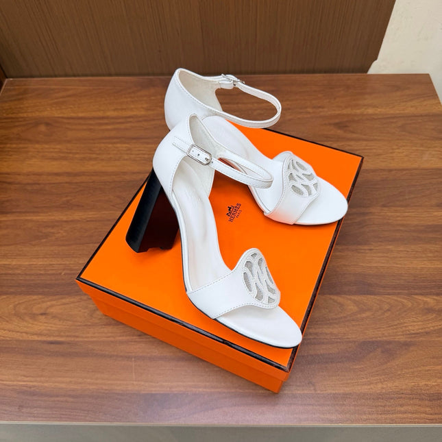 HM 26S MARQUISE SANDAL 85MM IN WHITE CALFSKIN