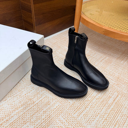 CELINE 26S ANKLE BOOTS IN BLACK SMOOTH CALFSKIN WITH PULL TABS