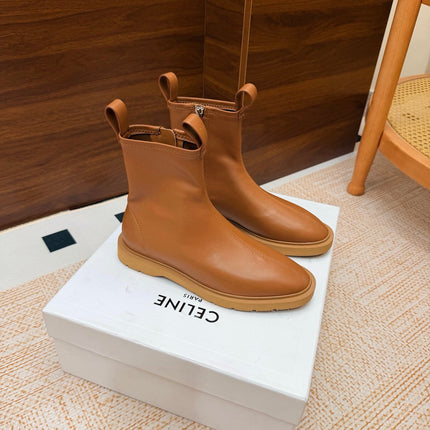 CELINE 26S ANKLE BOOTS IN TAN SMOOTH CALFSKIN WITH PULL TABS