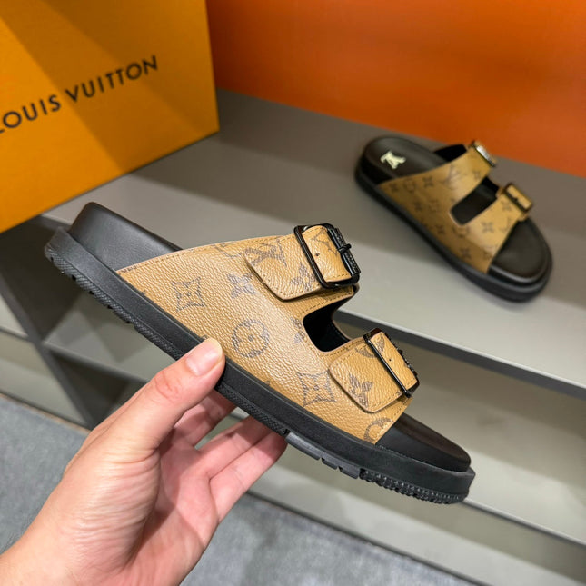 LV DAD SANDAL COPPER BROWN MONOGRAM CALFSKIN