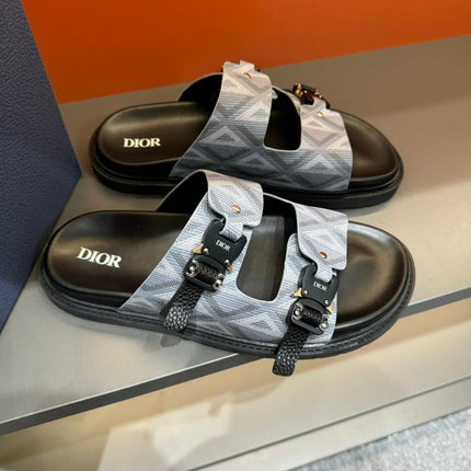 CD DOUBLE H-TOWN SANDAL PALE GRAY CALFSKIN