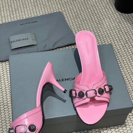 CAGOLE HIGH MULES IN SHOCKING PINK OIL-WAX SHEEPSKIN
