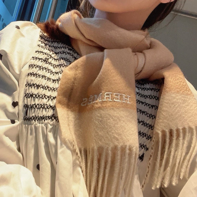 SCARF 180 CM IN CAMEL BEIGE MIX WHITE CASHMERE 366048