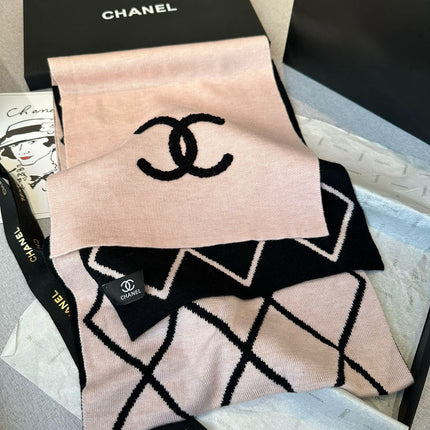 SCARF 180 CM IN PASTEL PINK MIX BLACK CASHMERE 401972