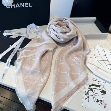 CHANEL 26S SCARF 140 IN SILK AND CASHMERE 504428
