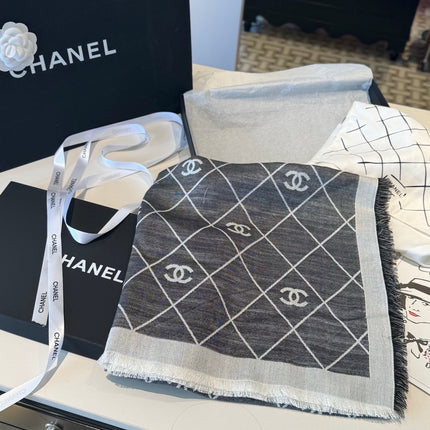 CHANEL 26S SCARF 140 IN SILK AND CASHMERE 504429