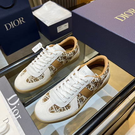 DIOR 26S B01 MATCHPOINT SNEAKER IN BEIGE & WHITE OBLIQUE JACQUARD CANVAS AND SUEDE
