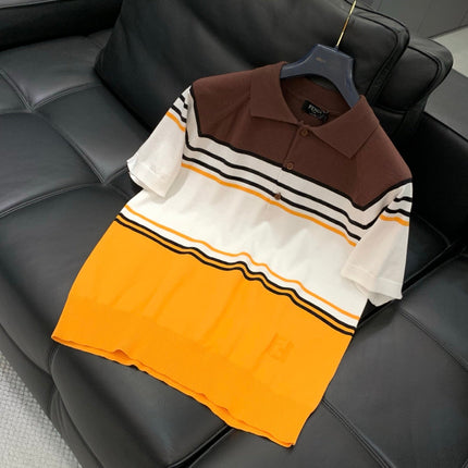 FENDI 26S SHORT-SLEEVE KNIT POLO TOP 430