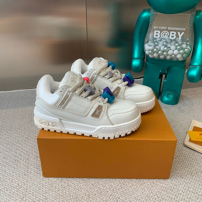 LV TRAINER MAXI SNEAKER IN WHITE CALFSKIN