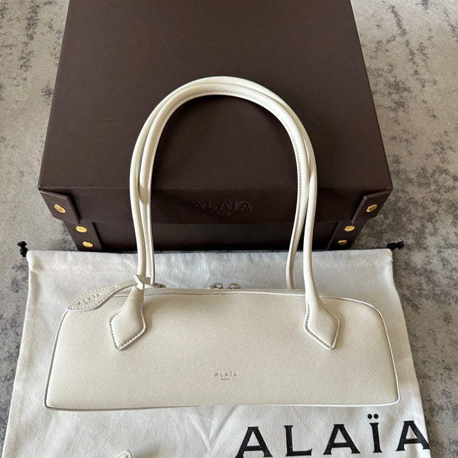 LE TECKEL MEDIUM BAG 32 IN WHITE GOATSKIN