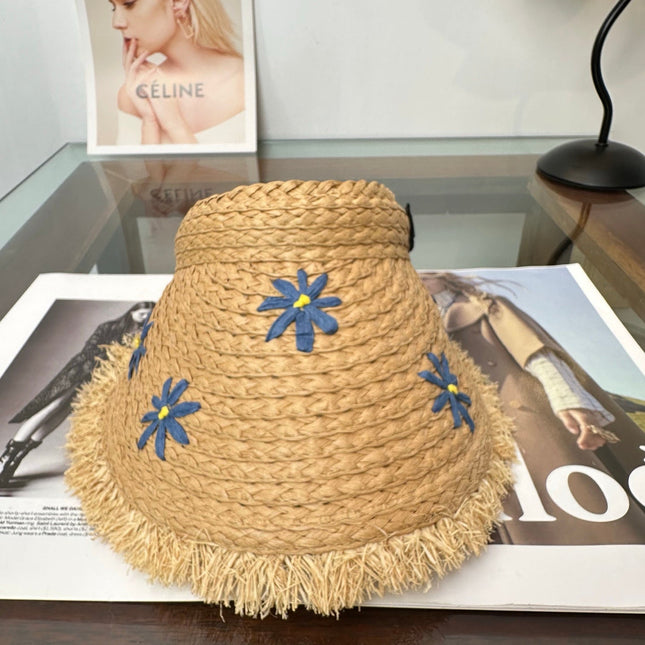 MIUMIU 26S FLORAL RAFFIA HAT 343487