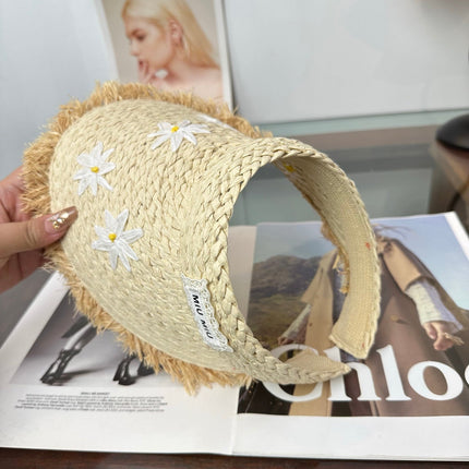MIUMIU 26S FLORAL RAFFIA HAT 343488