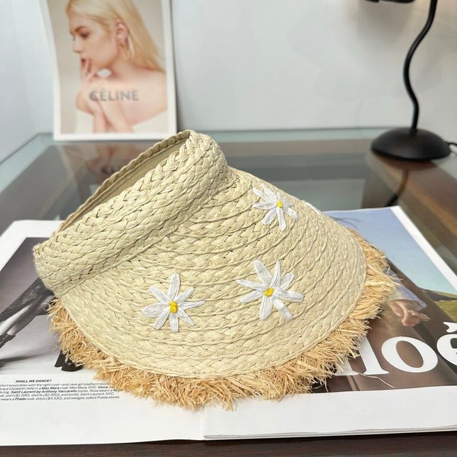 MIUMIU 26S FLORAL RAFFIA HAT 343488
