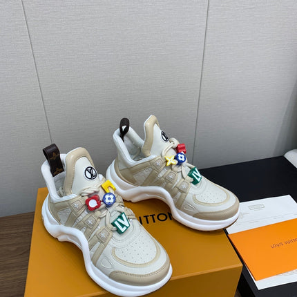 LV ARCHLIGHT SNEAKER BEIGE MIX CAMEL BROWN CALFSKIN