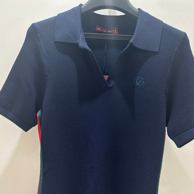 GUCCI 26S SHORT-SLEEVE KNIT POLO DRESS 379