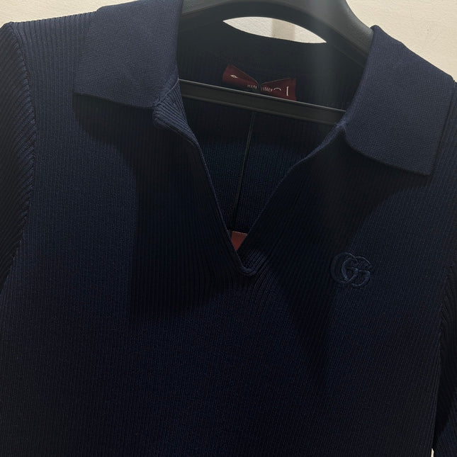 GUCCI 26S SHORT-SLEEVE KNIT POLO DRESS 379