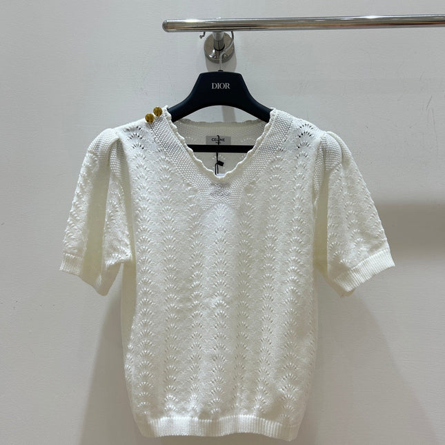 CELINE 26S SHORT-SLEEVE KNIT TOP 374
