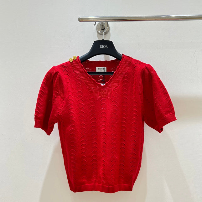 CELINE 26S SHORT-SLEEVE KNIT TOP 375