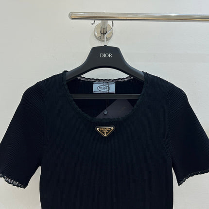 PRADA 26S SHORT-SLEEVE KNIT TOP 973