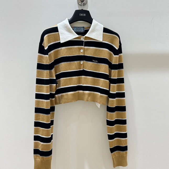 PRADA 26S CROPPED KNIT POLO SHIRT STYLE 934