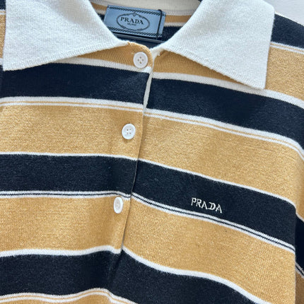 PRADA 26S CROPPED KNIT POLO SHIRT STYLE 934