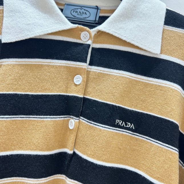 PRADA 26S CROPPED KNIT POLO SHIRT STYLE 934