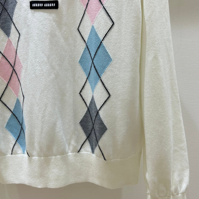 MIUMIU 26S LONG-SLEEVE KNIT POLO SWEATER 1270