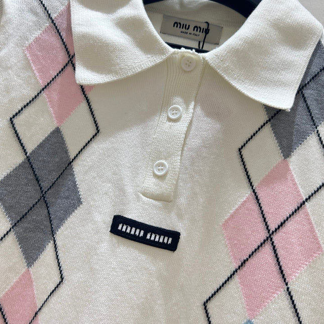MIUMIU 26S LONG-SLEEVE KNIT POLO SWEATER 1270
