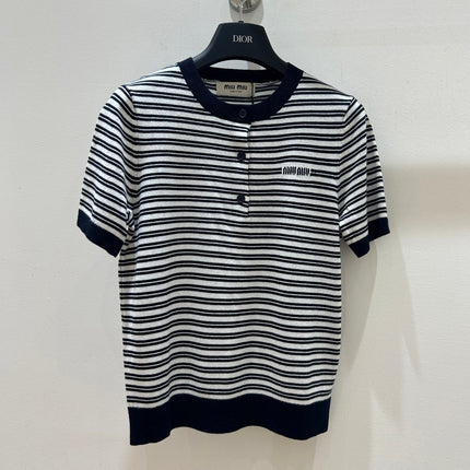MIUMIU 26S HENLEY KNIT TOP 1537