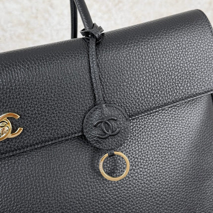 CHANEL 26S TOTE BAG 44 IN BLACK LAMBSKIN GRAINED