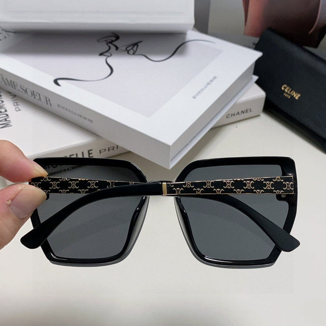 TRIOMPHE SUNGLASS 497831 IN BLACK ACETATE EMBOSSED LOGO