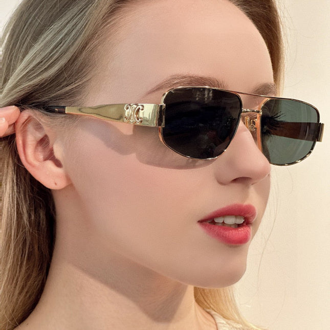 TRIOMPHE SUNGLASS 512997 IN GOLD METAL BLUE LENSES