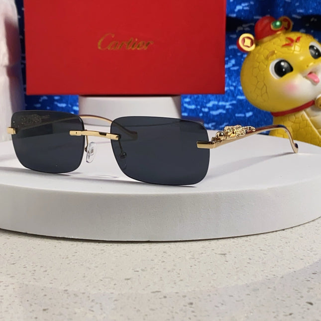 PANTHÈRE RIMLESS RECTANGULAR FRAME SUNGLASSES 531822 IN METAL