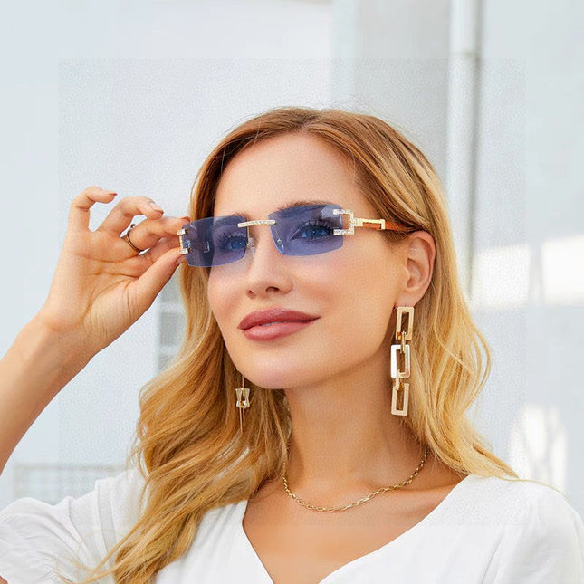 CRYSTAL STUDDED C DE RECTANGULAR FRAME SUNGLASSES 533159 IN METAL