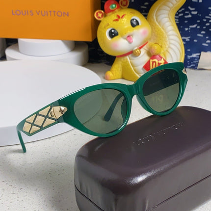 CAT EYE SUNGLASSES 576882 IN GREEN AND GOLD ACETATE