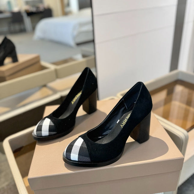 BURBERRY 26S HIGH HEELS 95 MM IN BLACK SUEDE