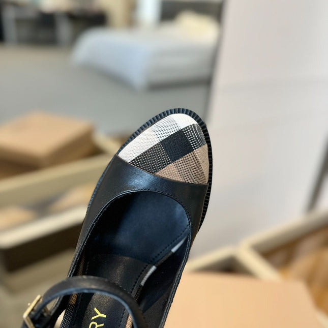BURBERRY 26S SLINGBACK HEELS 95 MM IN BLACK CALFSKIN