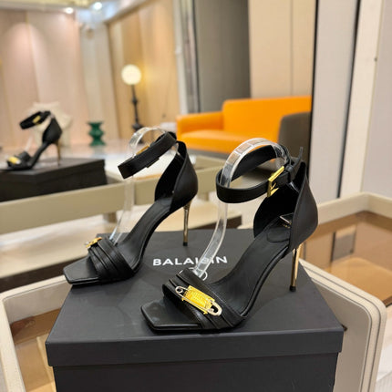 BALMAIN 25S HIGH HEELS 95MM IN BLACK CALFSKIN
