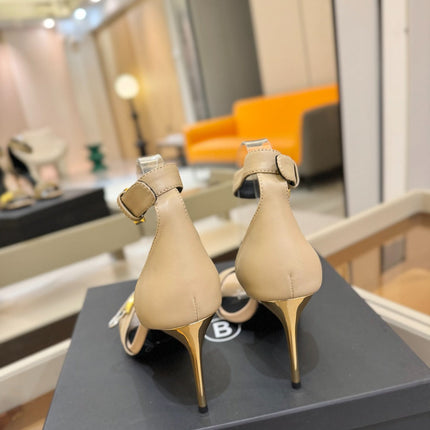 BALMAIN 25S HIGH HEELS 95MM IN BEIGE CALFSKIN