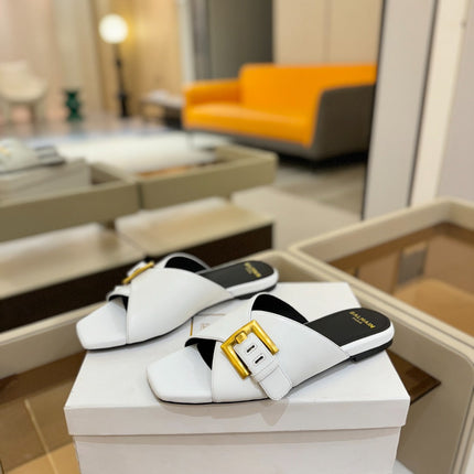 BALMAIN 26S SANDALS IN WHITE CALFSKIN