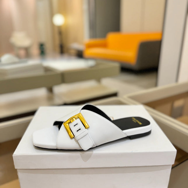 BALMAIN 26S SANDALS IN WHITE CALFSKIN