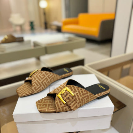 BALMAIN 26S SANDALS IN BROWN CANVAS
