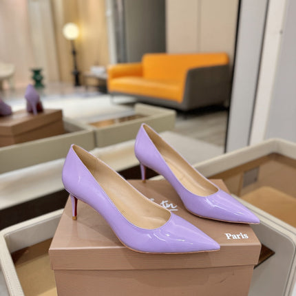 CHRISTIAN LOUBOUTIN 26S POINTED-TOE PUMPS 65 MM IN LIGHT PURPLE PATENT CALFSKIN