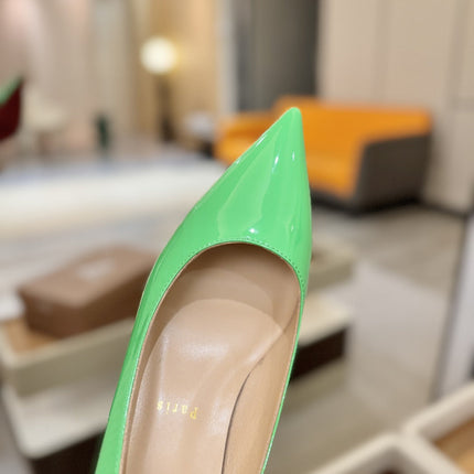 CHRISTIAN LOUBOUTIN 26S POINTED-TOE PUMPS 65 MM IN GREEN PATENT CALFSKIN