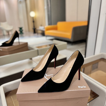 CHRISTIAN LOUBOUTIN 26S PUMP HEELS 105 MM IN BLACK SUEDE