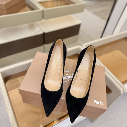 CHRISTIAN LOUBOUTIN 26S PUMP HEELS 105 MM IN BLACK SUEDE