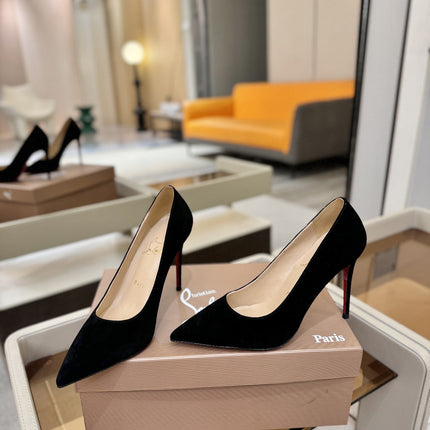 CHRISTIAN LOUBOUTIN 26S PUMP HEELS 105 MM IN BLACK SUEDE