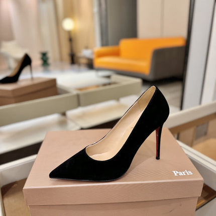CHRISTIAN LOUBOUTIN 26S PUMP HEELS 105 MM IN BLACK SUEDE