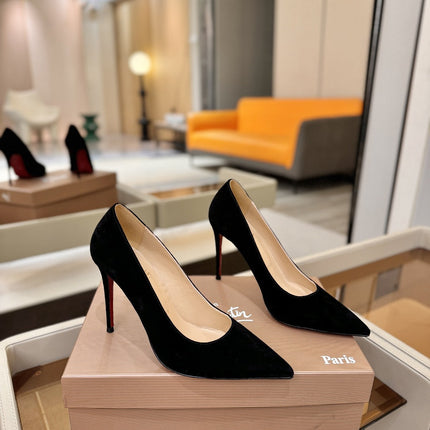 CHRISTIAN LOUBOUTIN 26S PUMP HEELS 105 MM IN BLACK SUEDE